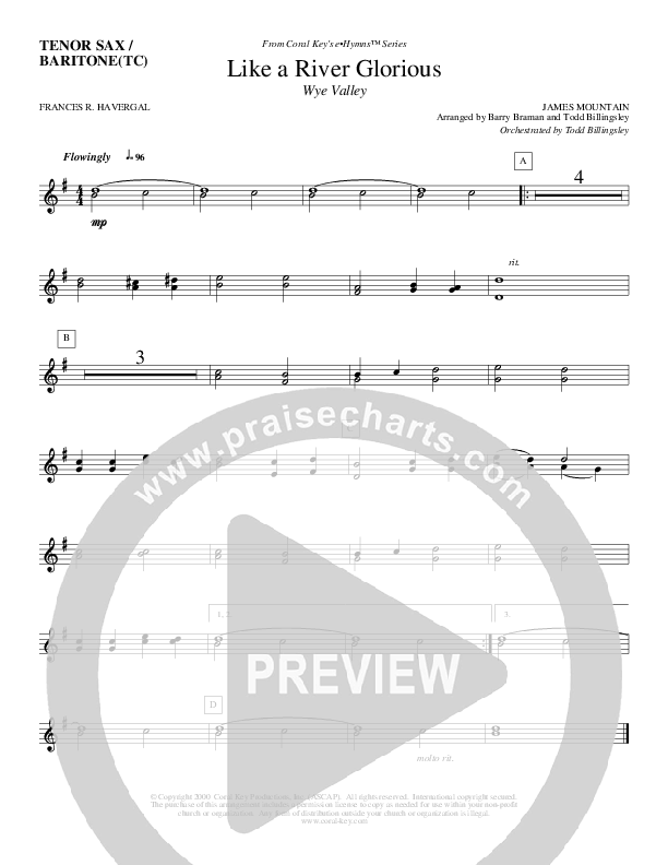 Like A River Glorious Tenor Sax/Baritone T.C. (Todd Billingsley)