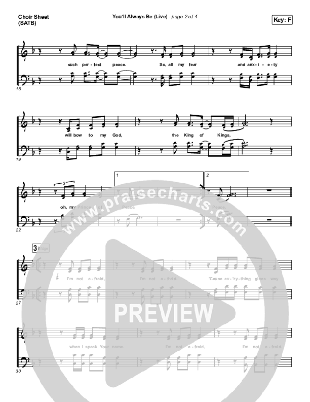 You'll Always Be Choir Sheet (SATB) (Kim Walker-Smith)