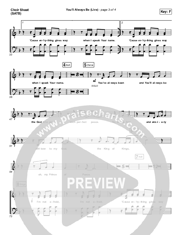 You'll Always Be Choir Sheet (SATB) (Kim Walker-Smith)