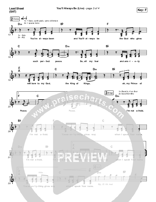 You'll Always Be Lead Sheet (SAT) (Kim Walker-Smith)