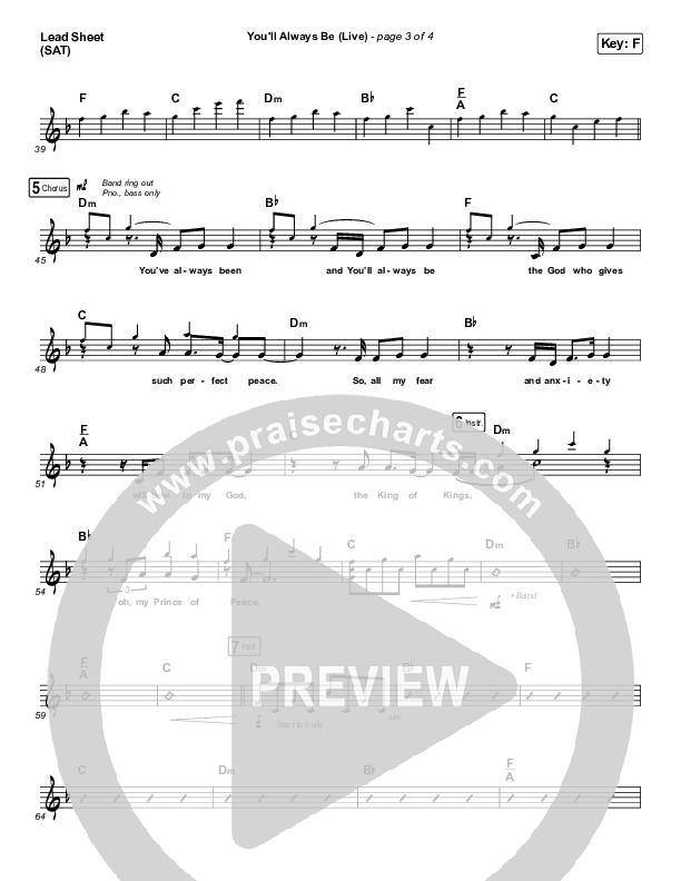 You'll Always Be Lead Sheet (SAT) (Kim Walker-Smith)