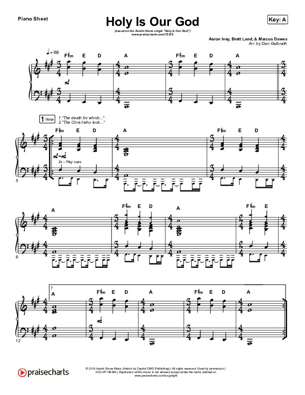 Holy Is Our God Piano Sheet (Austin Stone Worship)