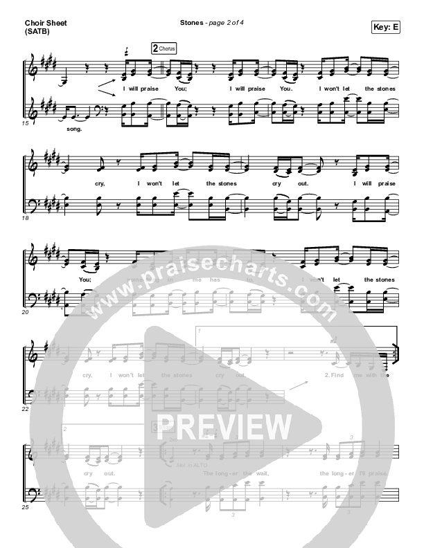 Stones Choir Sheet (SATB) (Kim Walker-Smith)