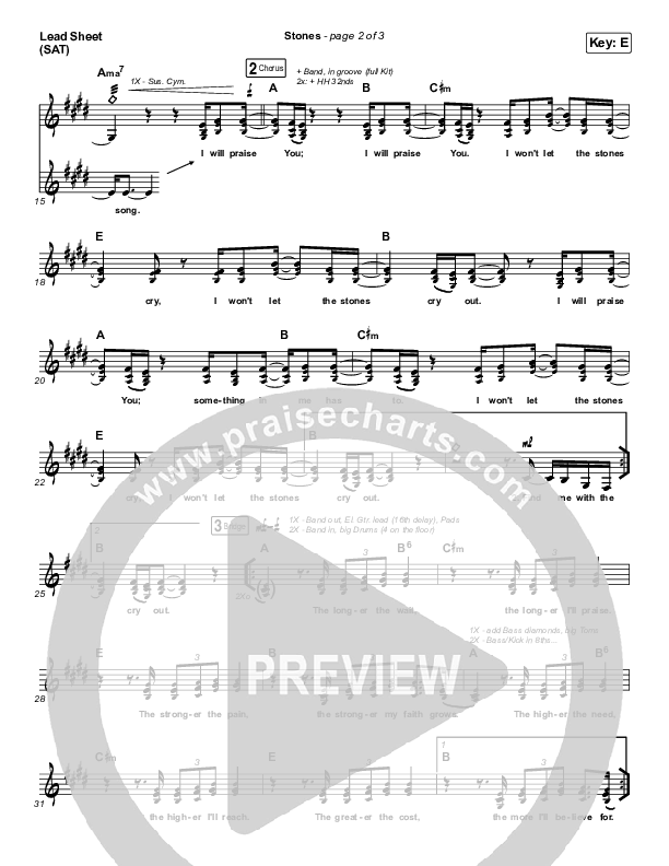 Stones Lead Sheet (SAT) (Kim Walker-Smith)