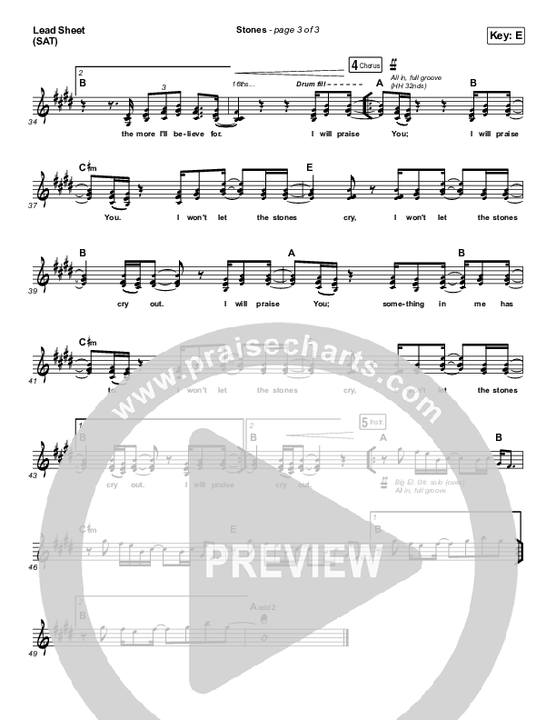 Stones Lead Sheet (SAT) (Kim Walker-Smith)