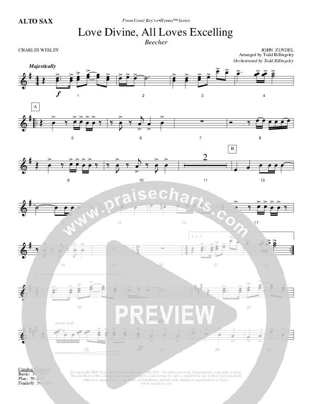 Love Divine All Loves Excelling Alto Sax (Todd Billingsley)