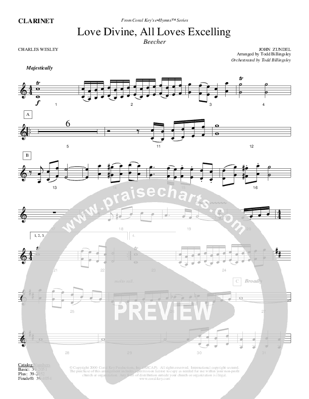 Love Divine All Loves Excelling Clarinet (Todd Billingsley)