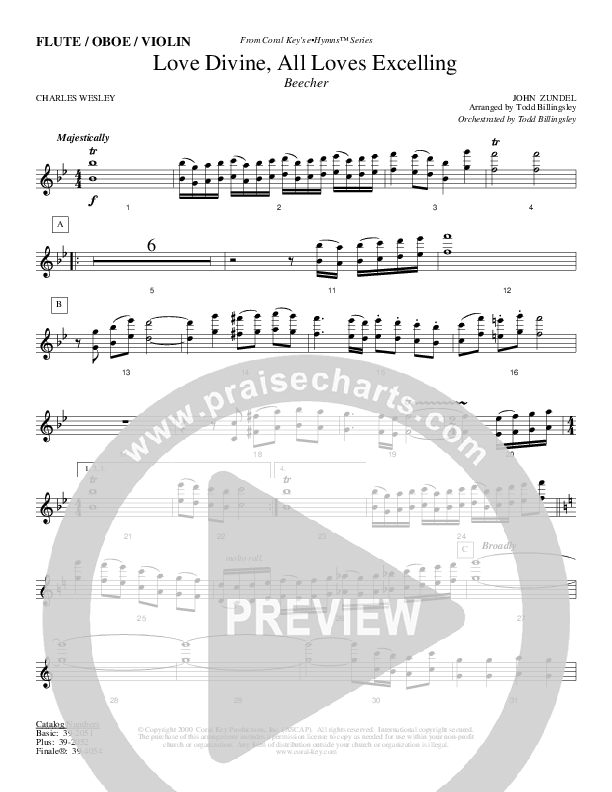 Love Divine All Loves Excelling Flute/Oboe (Todd Billingsley)