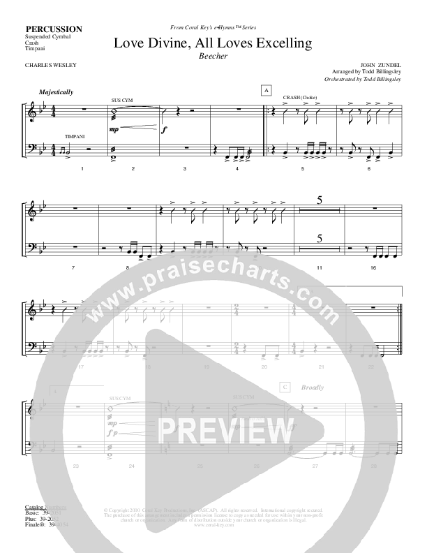 Love Divine All Loves Excelling Percussion (Todd Billingsley)