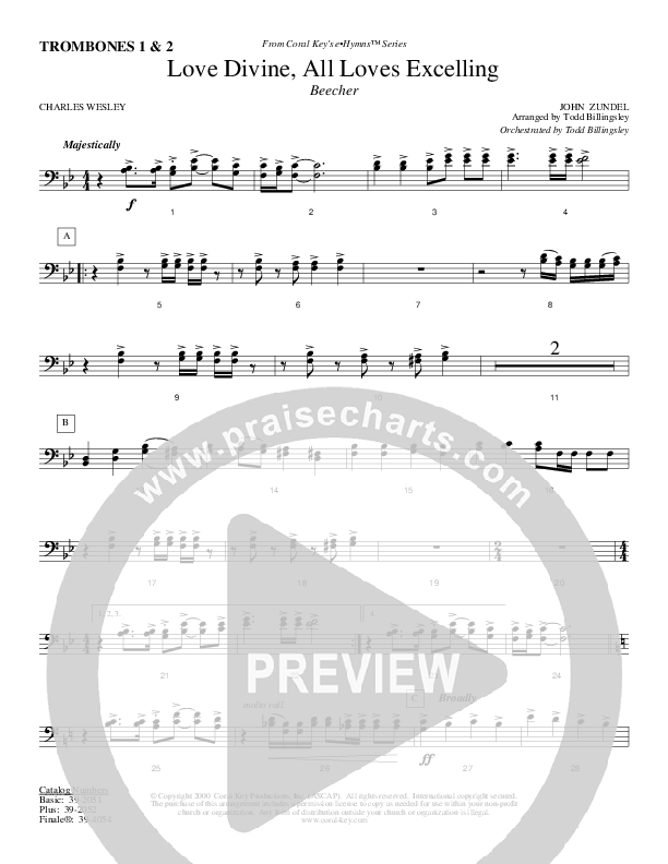 Love Divine All Loves Excelling Trombone 1/2 (Todd Billingsley)