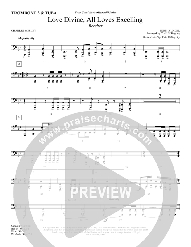Love Divine All Loves Excelling Trombone 3/Tuba (Todd Billingsley)