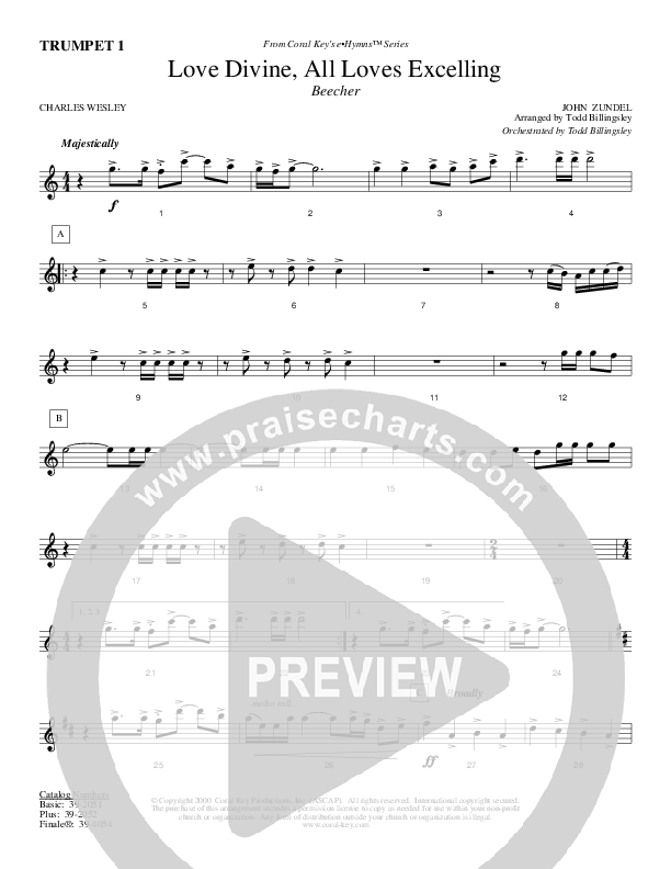 Love Divine All Loves Excelling Trumpet 1 (Todd Billingsley)