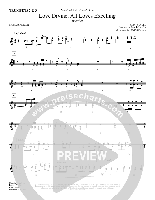 Love Divine All Loves Excelling Trumpet 2/3 (Todd Billingsley)