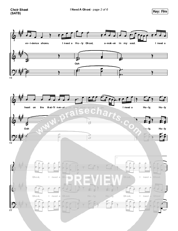 I Need A Ghost Choir Sheet (SATB) (Brandon Lake)