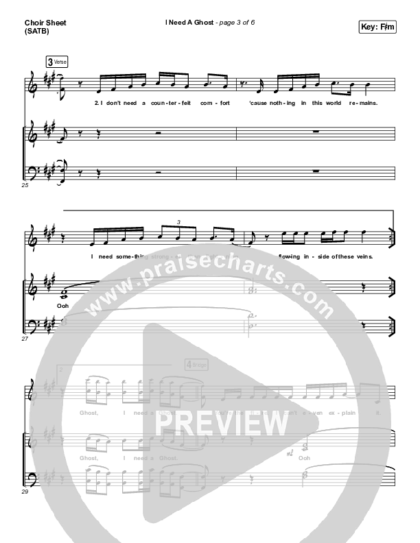 I Need A Ghost Choir Sheet (SATB) (Brandon Lake)
