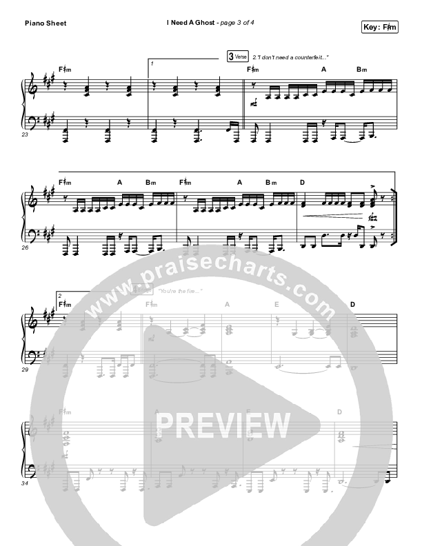 I Need A Ghost Piano Sheet (Brandon Lake)