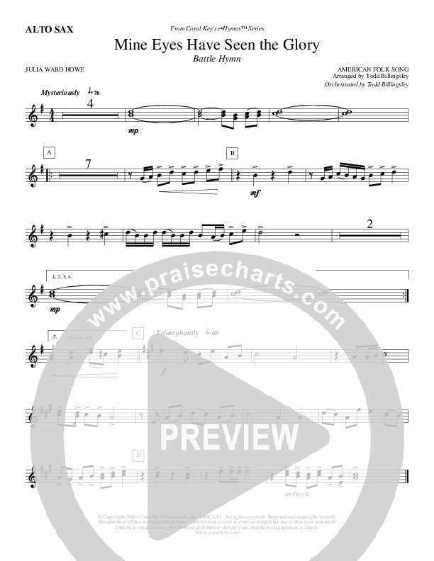 Mine Eyes Have Seen The Glory Alto Sax (Todd Billingsley)