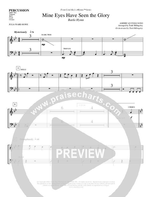 Mine Eyes Have Seen The Glory Percussion (Todd Billingsley)