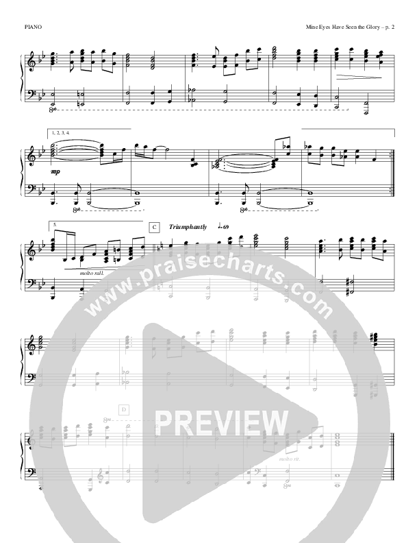 Mine Eyes Have Seen The Glory Piano Sheet (Todd Billingsley)