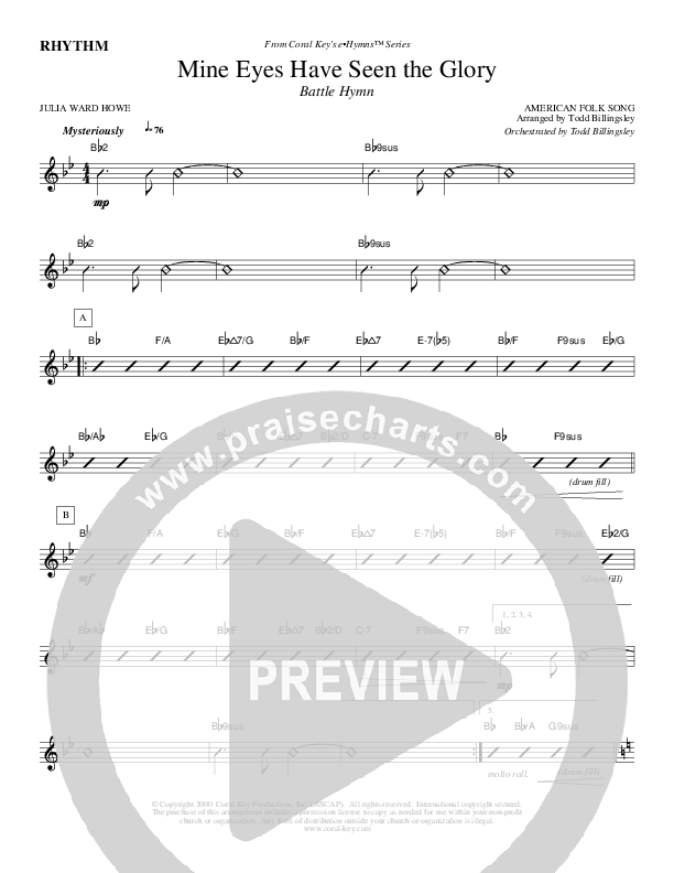 Mine Eyes Have Seen The Glory Rhythm Chart (Todd Billingsley)