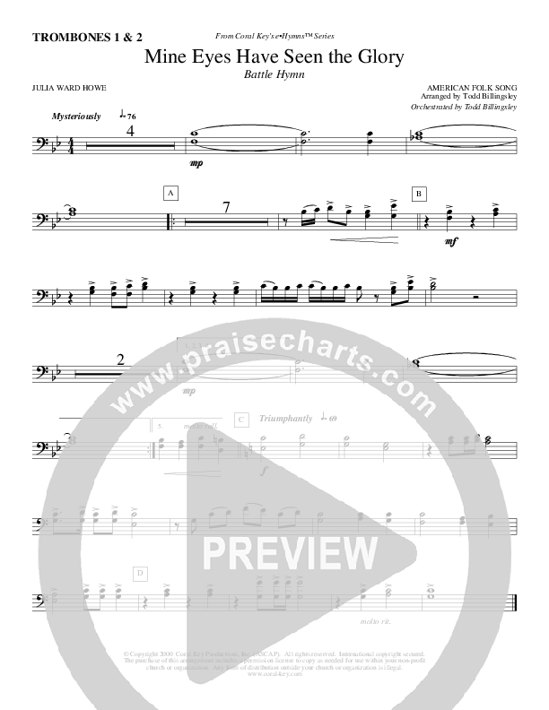 Mine Eyes Have Seen The Glory Trombone 1/2 (Todd Billingsley)