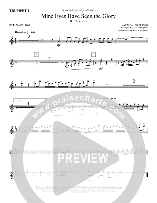 Mine Eyes Have Seen The Glory Trumpet 1 (Todd Billingsley)