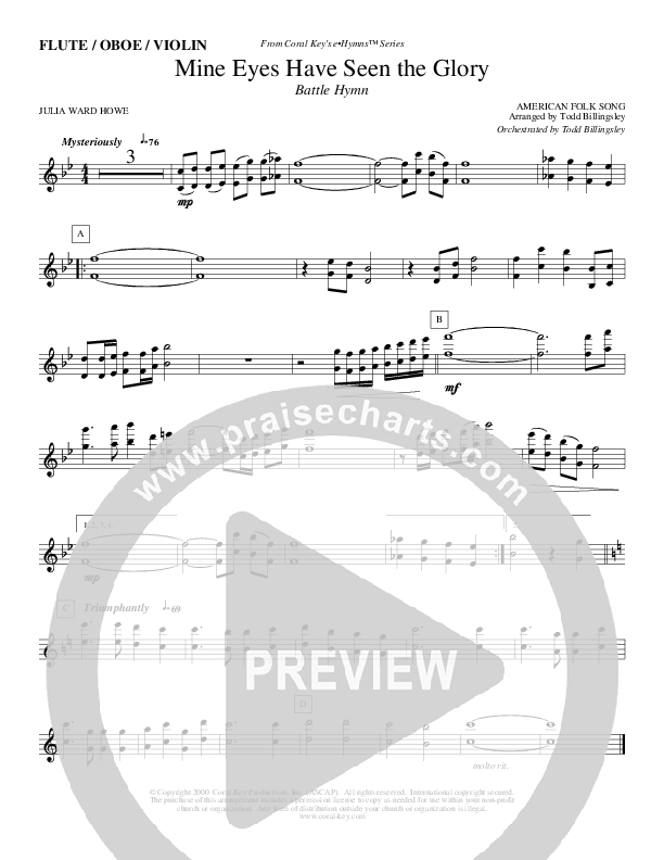 Mine Eyes Have Seen The Glory Violins (Todd Billingsley)