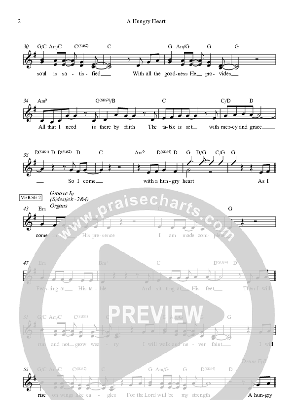 A Hungry Heart Lead Sheet (Don Moen)