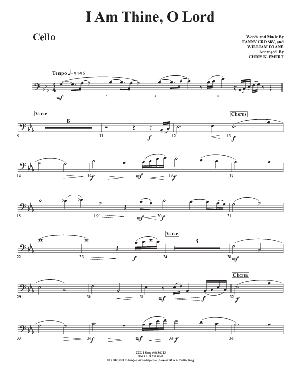 I Am Thine O Lord Cello (Chris Emert)