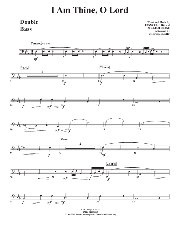I Am Thine O Lord Double Bass (Chris Emert)