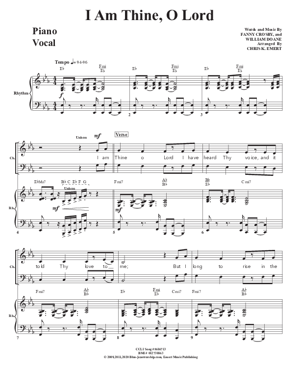 I Am Thine O Lord Piano/Vocal (Chris Emert)
