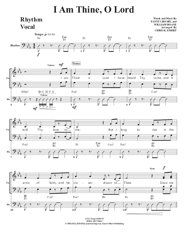 I Am Thine O Lord Rhythm/Vocal (Chris Emert)