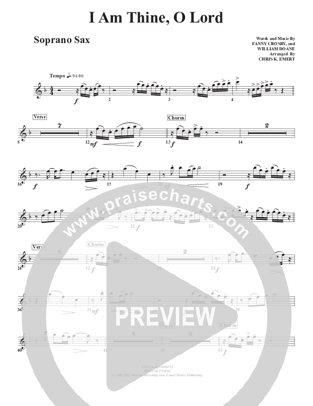 I Am Thine O Lord Soprano Sax (Chris Emert)