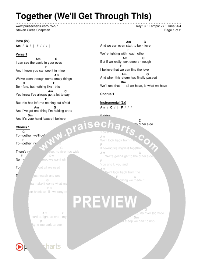 Together (We'll Get Through This) Chords & Lyrics (Steven Curtis Chapman)