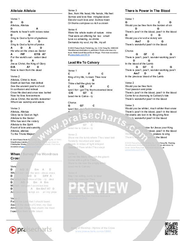 Hymns of the Cross (24 Songs) Song Sheet (Song Sheets)