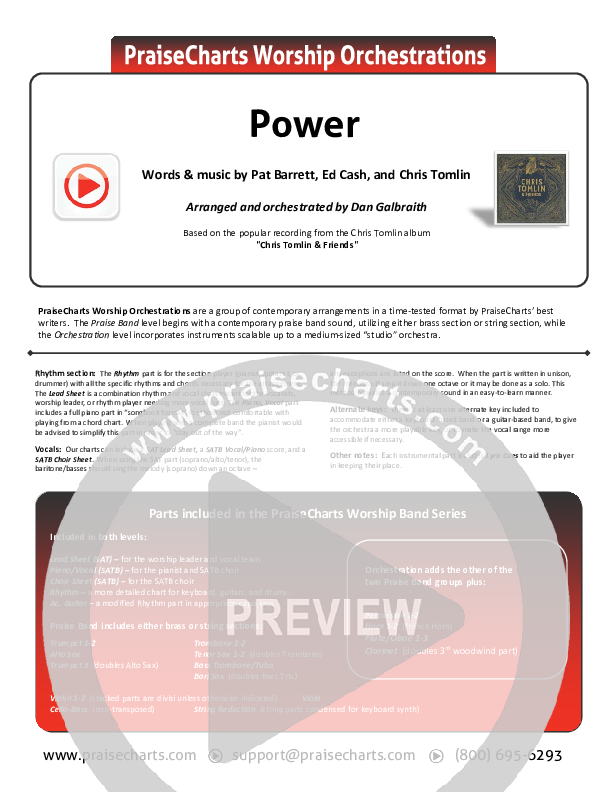 Power Cover Sheet (Chris Tomlin / Bear Rinehart)