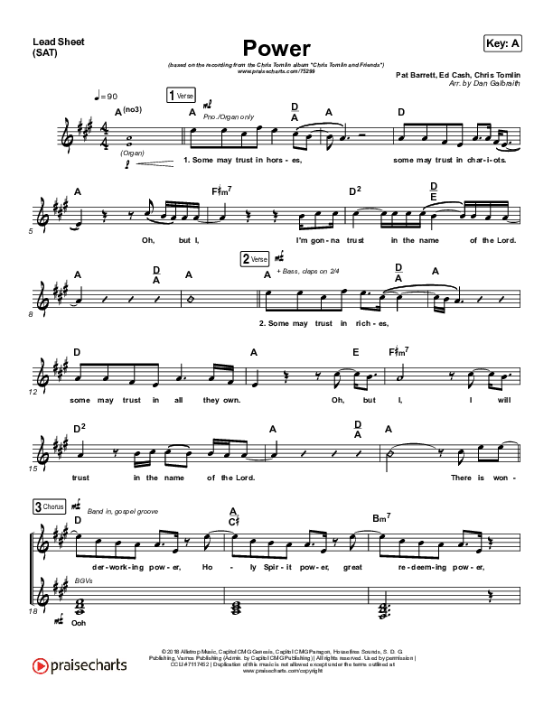 Power Lead Sheet (SAT) (Chris Tomlin / Bear Rinehart)