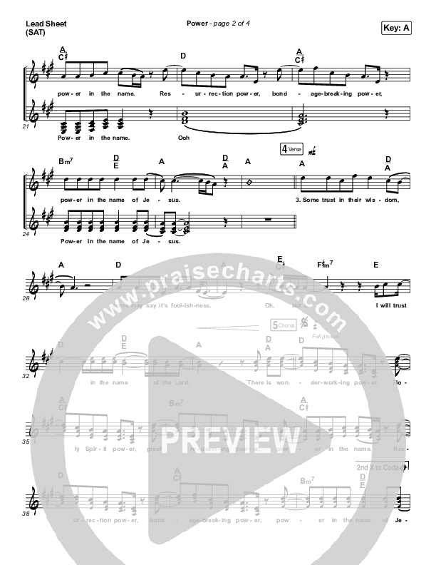 Power Lead Sheet (SAT) (Chris Tomlin / Bear Rinehart)