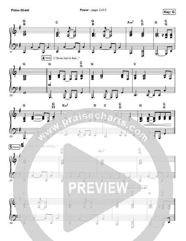 Power Piano Sheet (Chris Tomlin / Bear Rinehart)