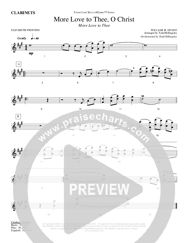 More Love To Thee O Christ Clarinet (Todd Billingsley)