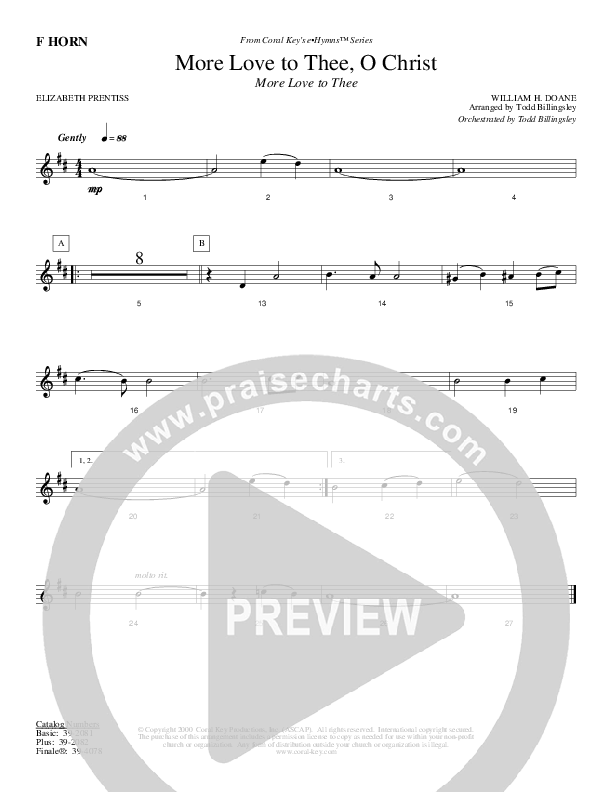 More Love To Thee O Christ French Horn (Todd Billingsley)