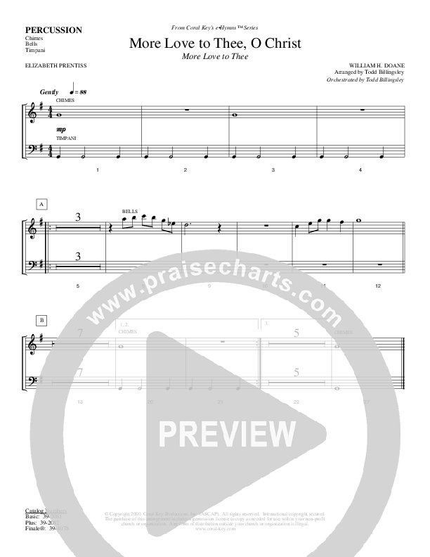 More Love To Thee O Christ Percussion (Todd Billingsley)