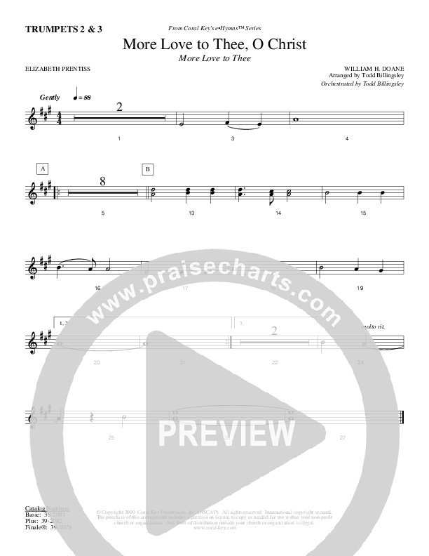 More Love To Thee O Christ Trumpet 2/3 (Todd Billingsley)