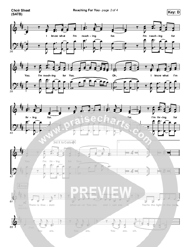 Reaching For You Choir Sheet (SATB) (Chris Tomlin / We The Kingdom)