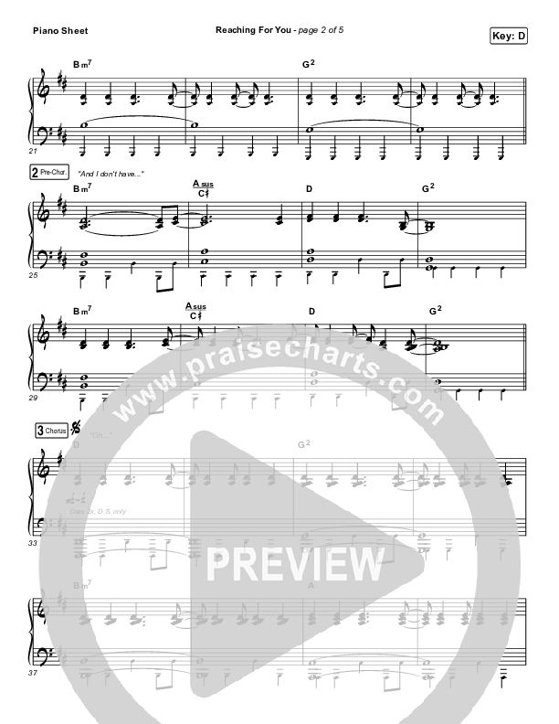 Reaching For You Piano Sheet (Chris Tomlin / We The Kingdom)