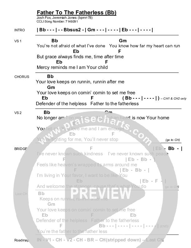 Father To The Fatherless (Single) Chords & Lyrics (Josh Fox / WE ARE Anthem)