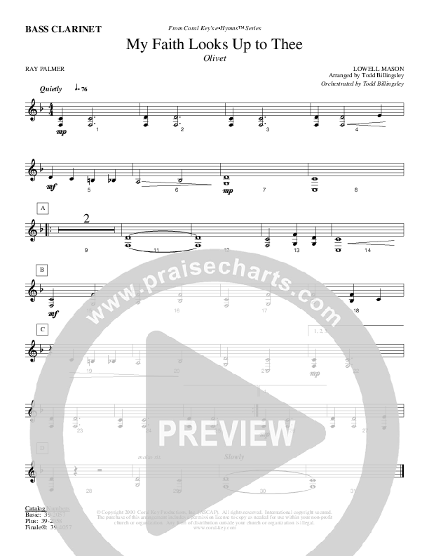 My Faith Looks Up To Thee Bass Clarinet (Todd Billingsley)