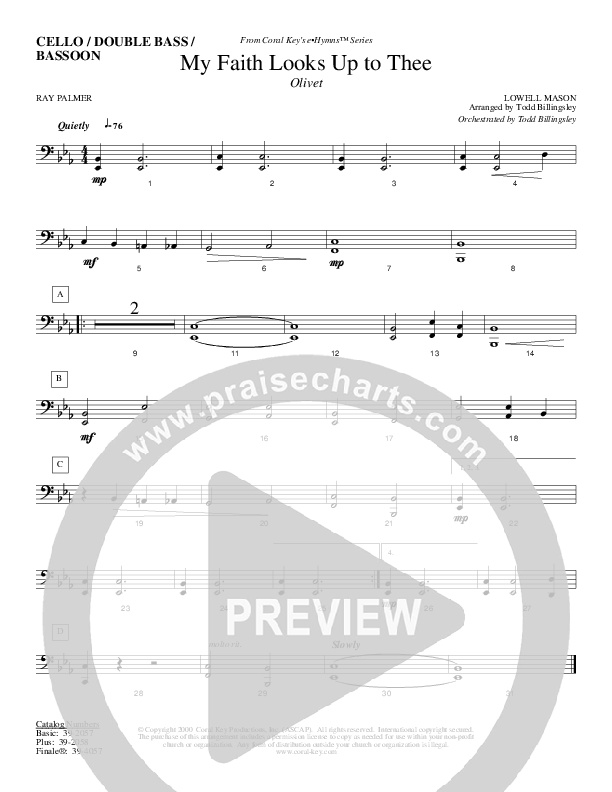 My Faith Looks Up To Thee Cello/Bass (Todd Billingsley)