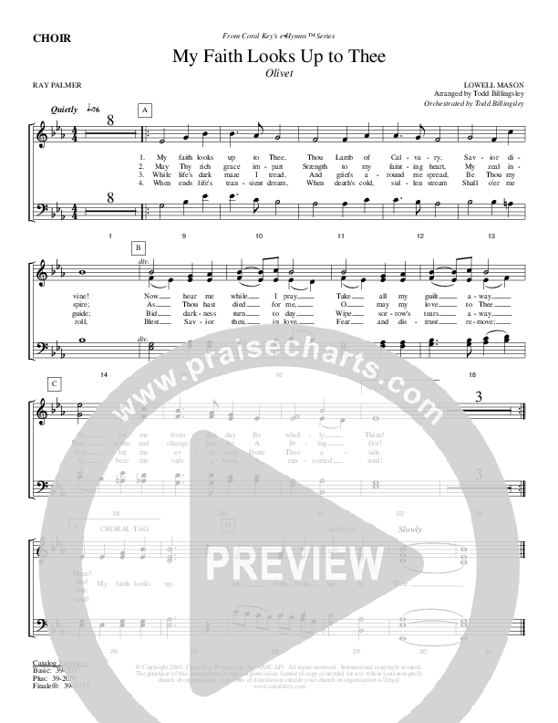 My Faith Looks Up To Thee Choir Sheet (Todd Billingsley)