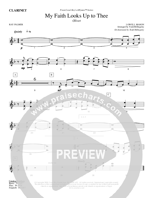 My Faith Looks Up To Thee Clarinet (Todd Billingsley)